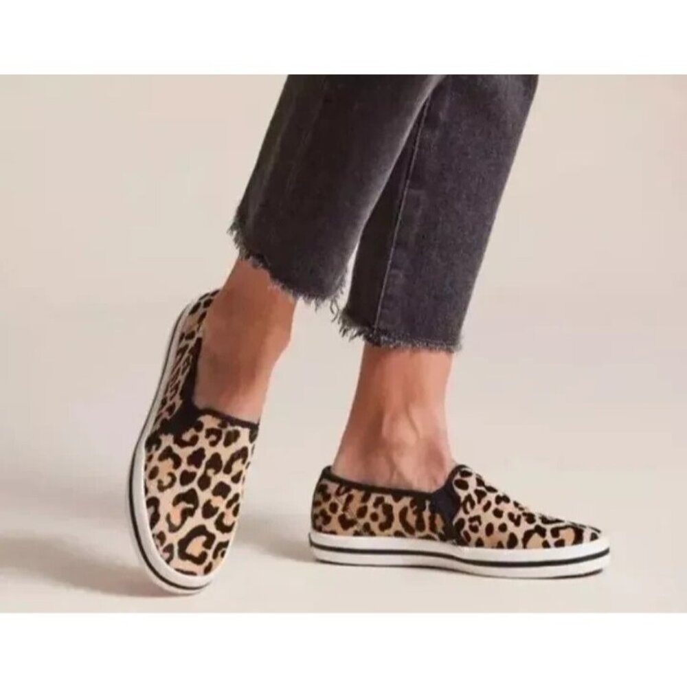 KEDS for KATE SPADE NY Womens US 8 Leopard Cow Hide SNEAKERS Shoes WH57797 EUC
